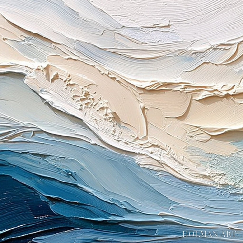 HOLMAN ART Ocean'S Breath – Textured Wabi Sabi Abstract Seascape Painting - image 3