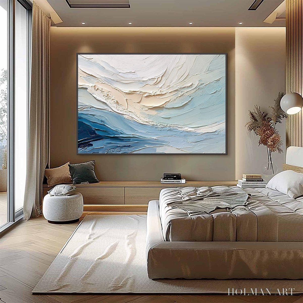 HOLMAN ART Ocean'S Breath – Textured Wabi Sabi Abstract Seascape Painting - image 4