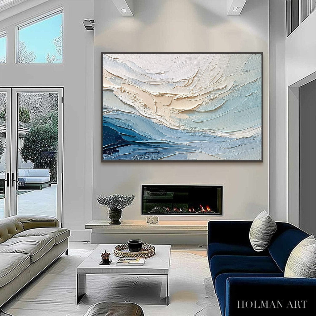 HOLMAN ART Ocean'S Breath – Textured Wabi Sabi Abstract Seascape Painting - image 6
