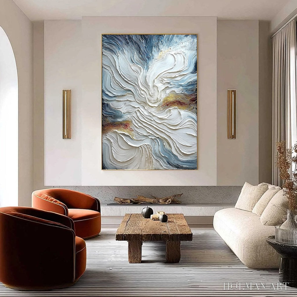 HOLMAN ART Celestial Tide – Heavily Textured Abstract Ocean Wave Oil Painting - image 2