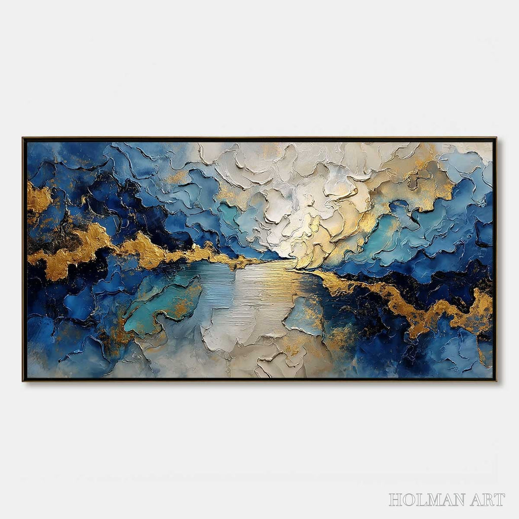 HOLMAN ART Celestial Shore – Heavily Textured Abstract Seascape Painting - image 1