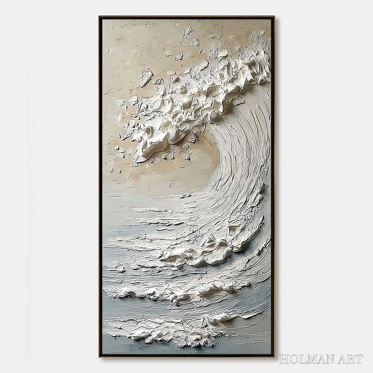 HOLMAN ART Tidal Serenity – Textured Wabi Sabi Ocean Wave Painting - image 1