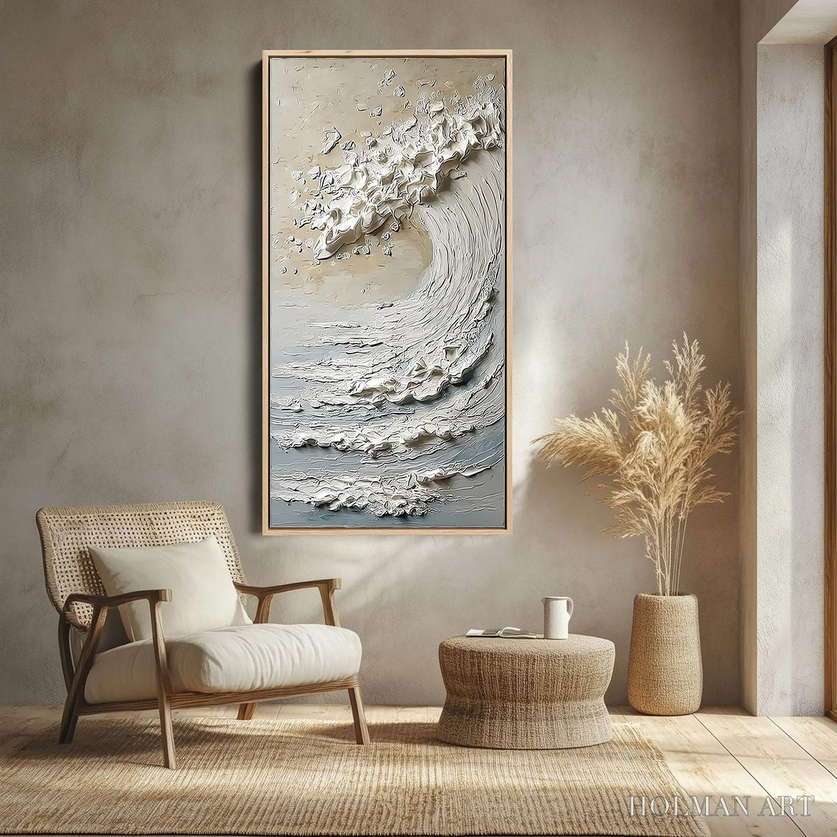 HOLMAN ART Tidal Serenity – Textured Wabi Sabi Ocean Wave Painting - image 2