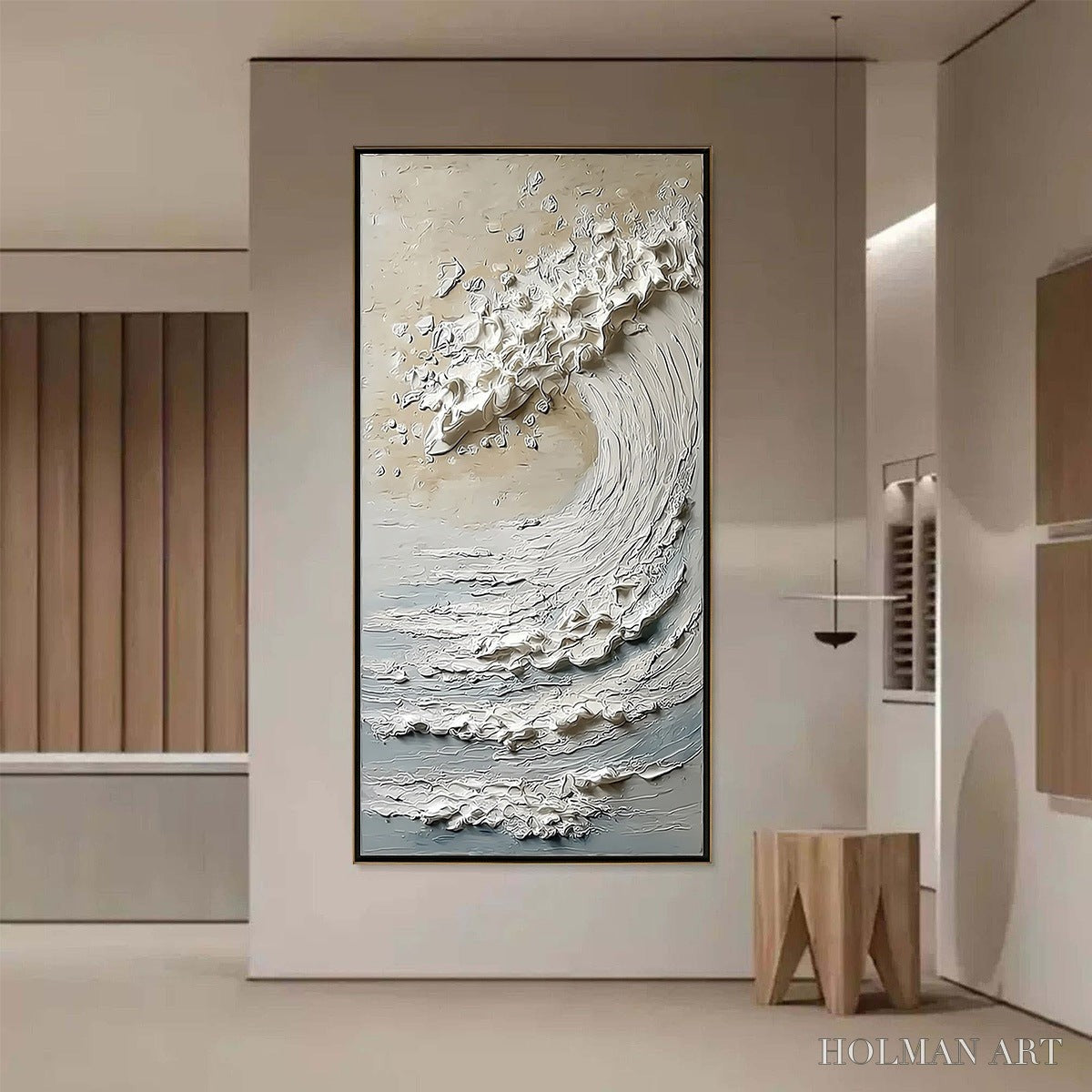 HOLMAN ART Tidal Serenity – Textured Wabi Sabi Ocean Wave Painting - image 4
