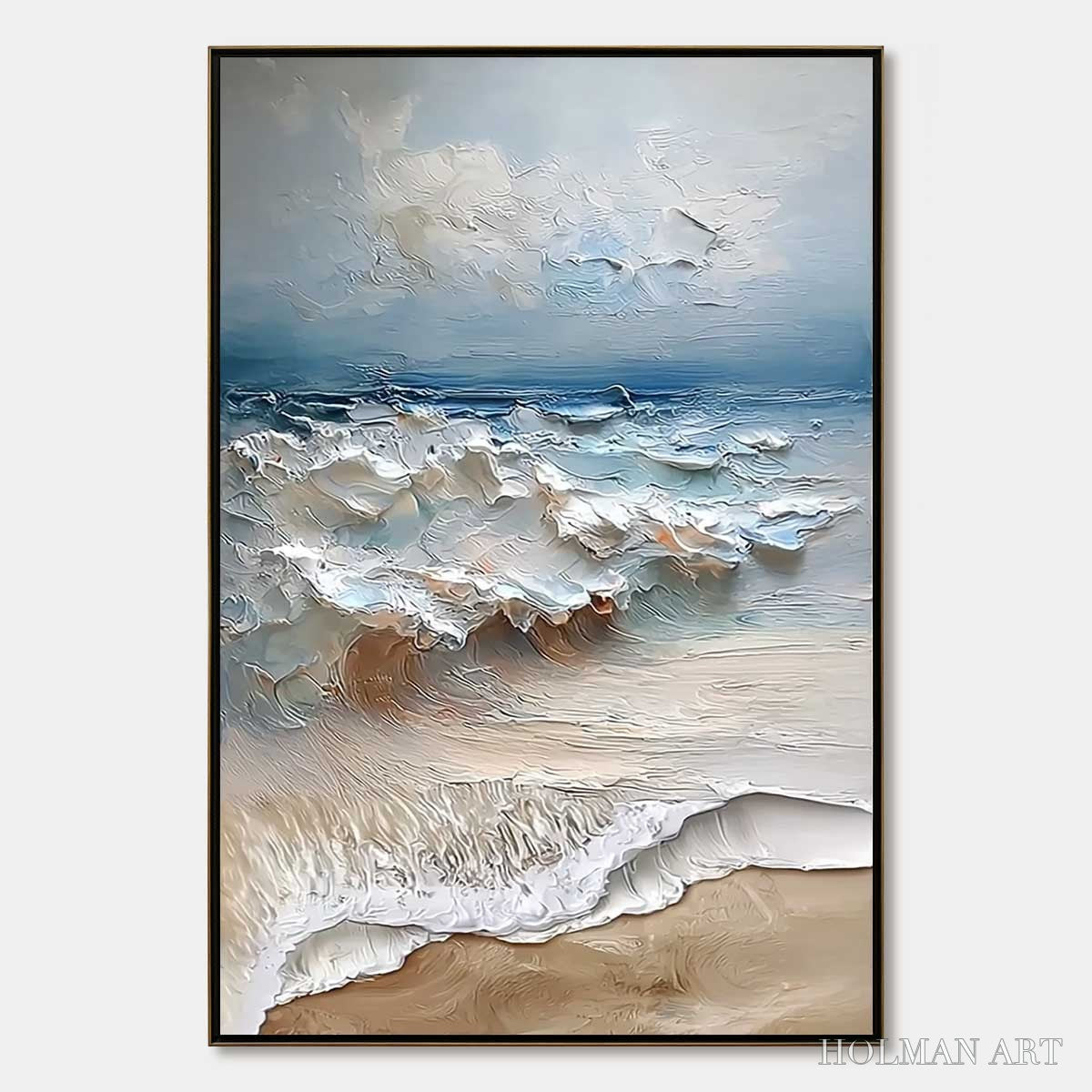 HOLMAN ART Coastal Embrace – Textured Impasto Seascape Oil Painting - image 1