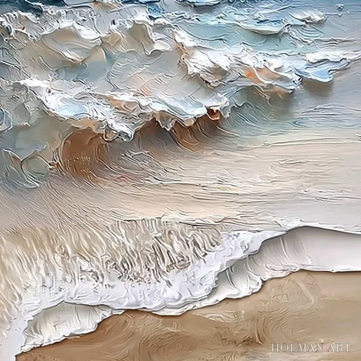 HOLMAN ART Coastal Embrace – Textured Impasto Seascape Oil Painting - image 3