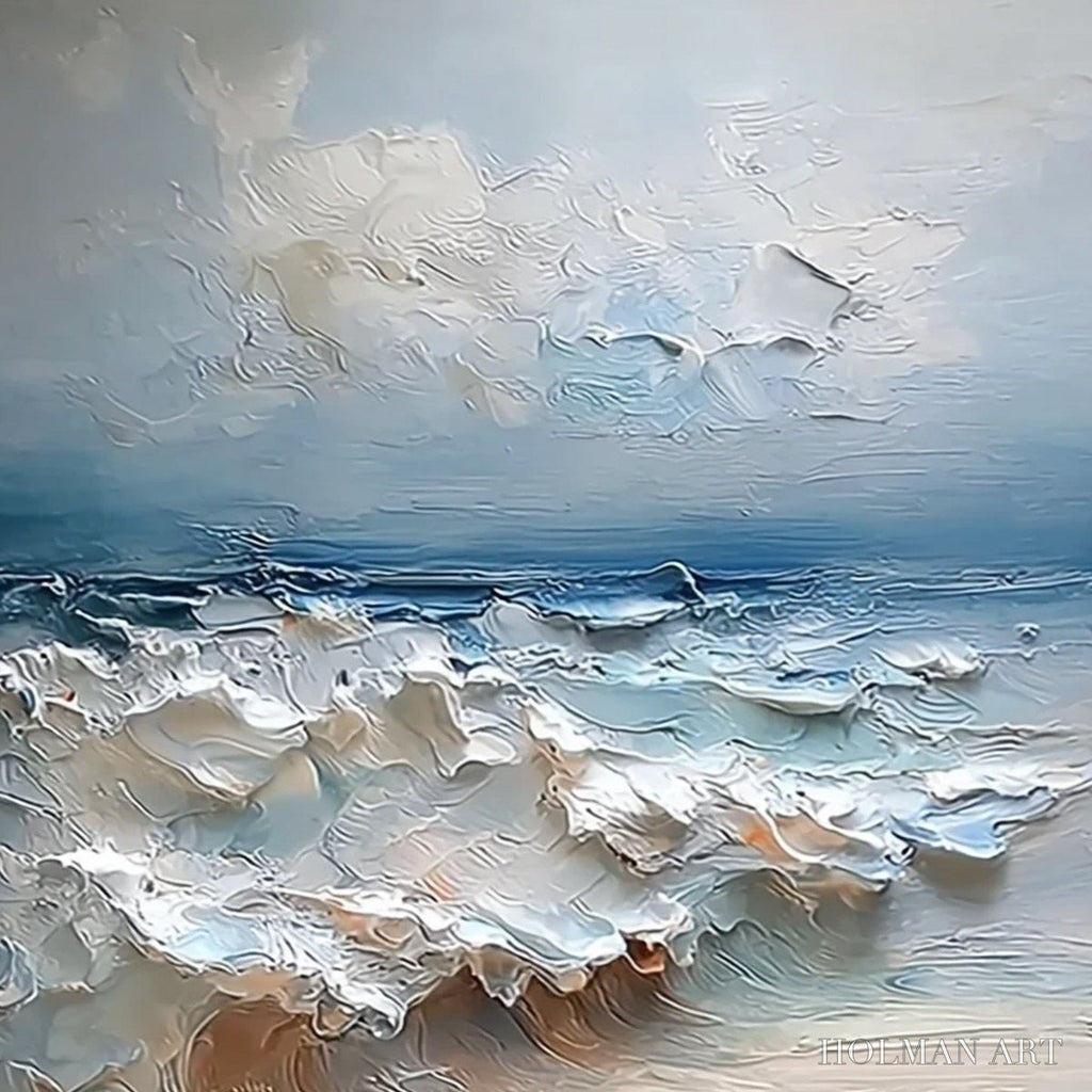HOLMAN ART Coastal Embrace – Textured Impasto Seascape Oil Painting - image 5