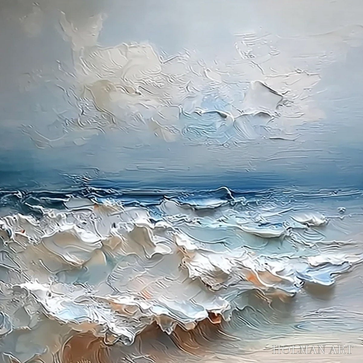 HOLMAN ART Coastal Embrace – Textured Impasto Seascape Oil Painting - image 5