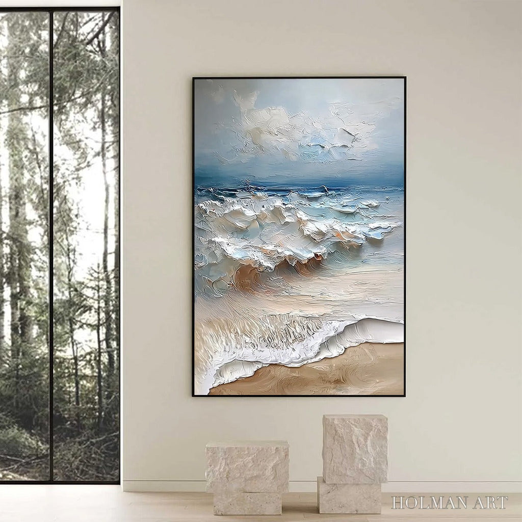 HOLMAN ART Coastal Embrace – Textured Impasto Seascape Oil Painting - image 6