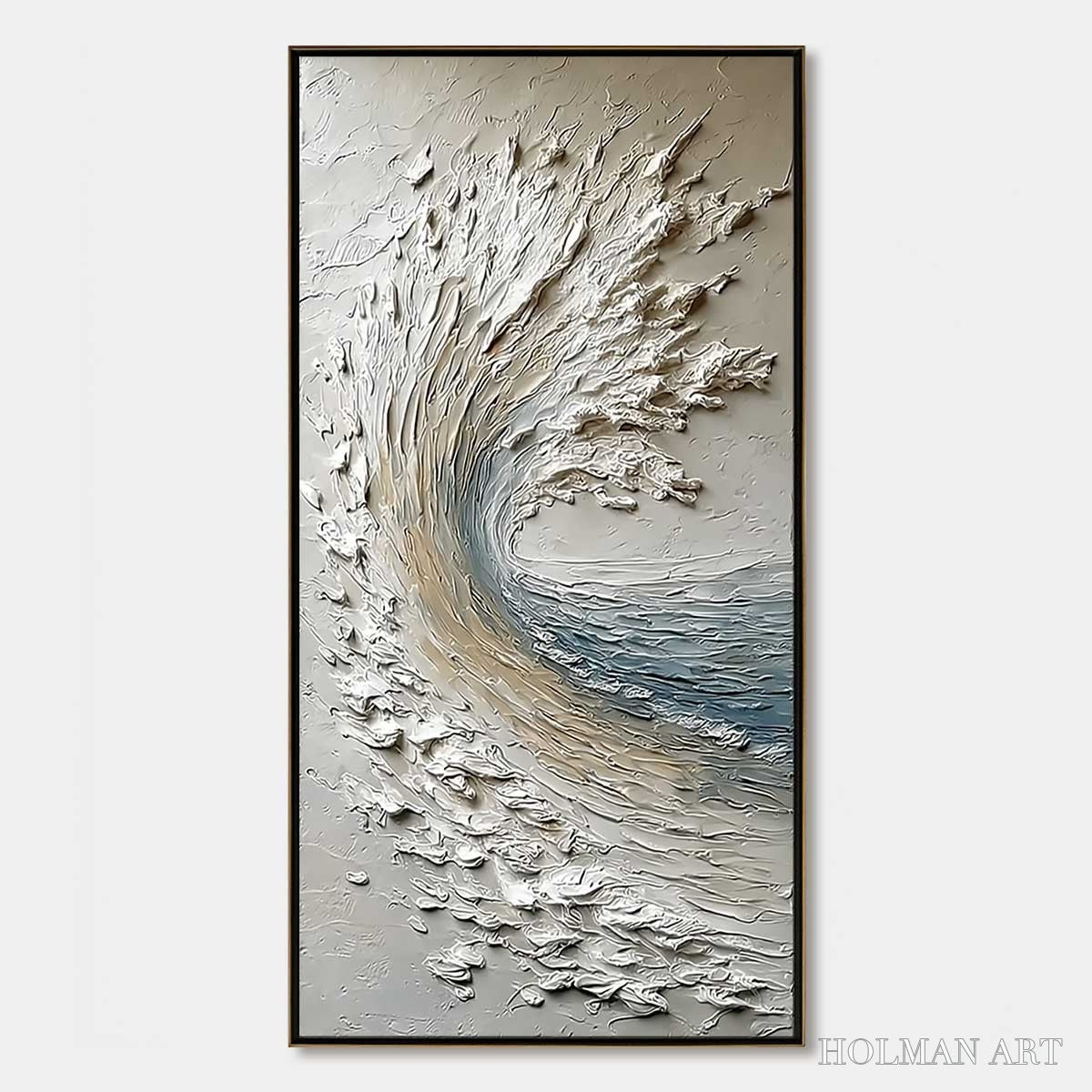 HOLMAN ART Aegean Crest – Vertical Textured Impasto Ocean Wave Painting - image 1