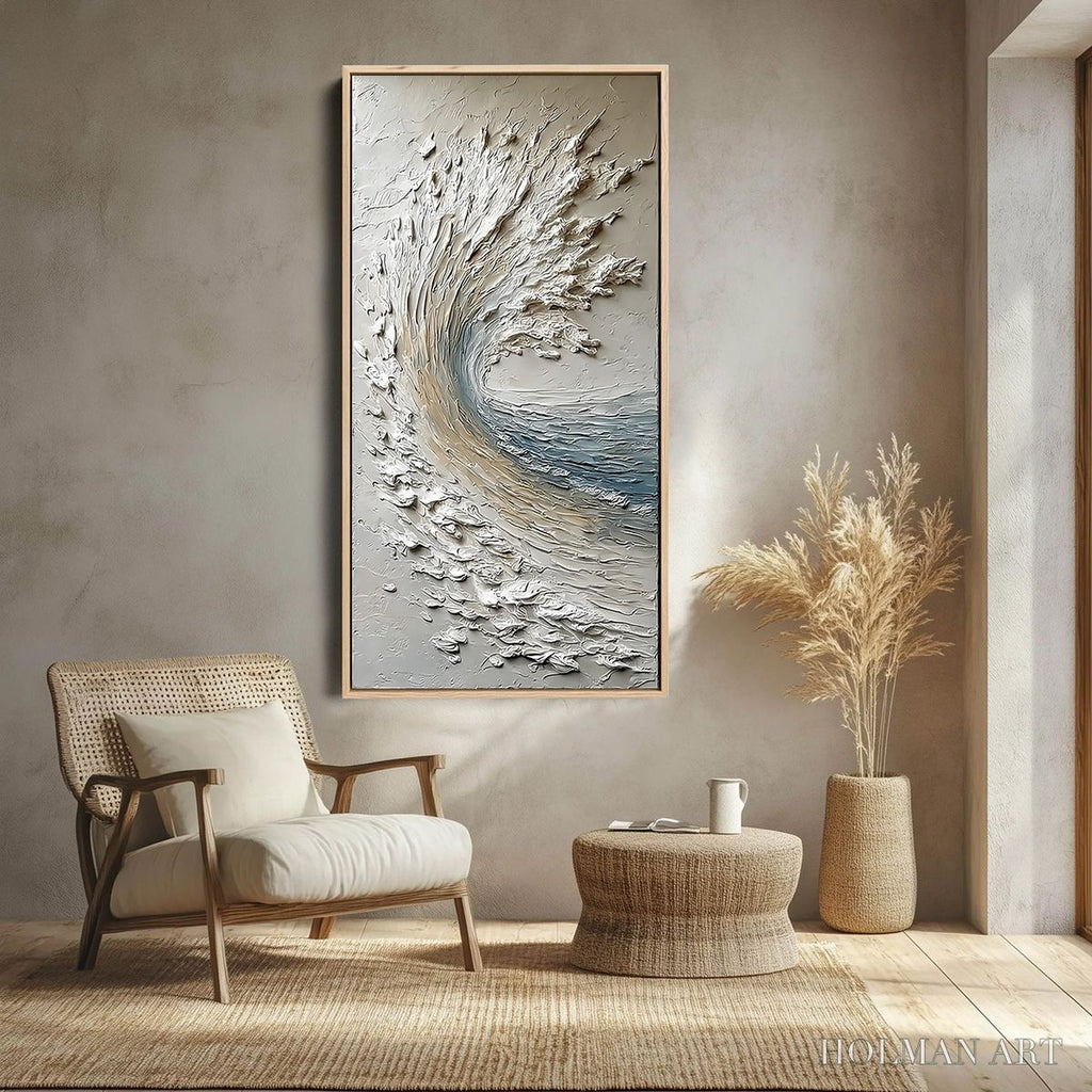 HOLMAN ART Aegean Crest – Vertical Textured Impasto Ocean Wave Painting - image 2