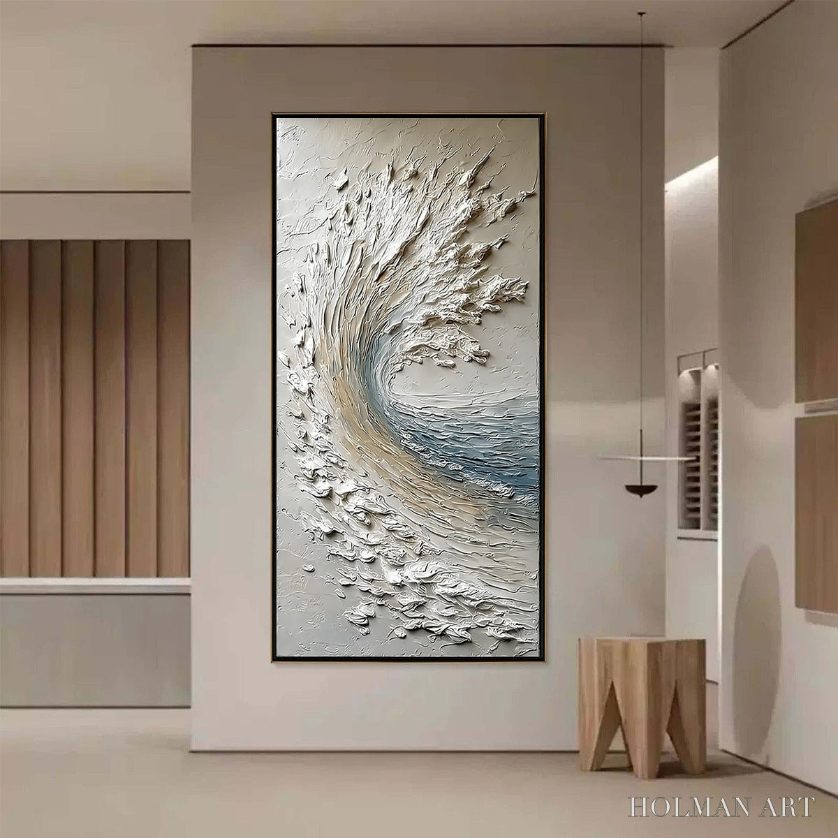 HOLMAN ART Aegean Crest – Vertical Textured Impasto Ocean Wave Painting - image 4