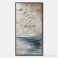 HOLMAN ART Ocean'S Embrace – Vertical Textured Wabi Sabi Seascape Oil Painting - image 1