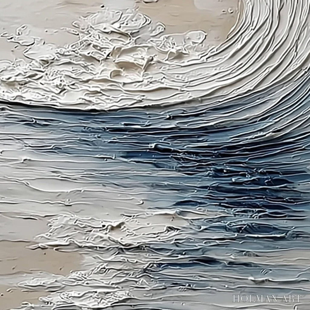 HOLMAN ART Ocean'S Embrace – Vertical Textured Wabi Sabi Seascape Oil Painting - image 3