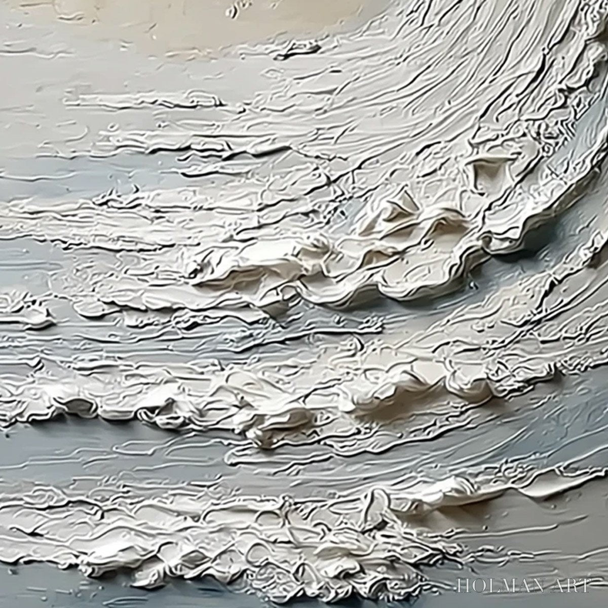 HOLMAN ART Ocean'S Embrace – Vertical Textured Wabi Sabi Seascape Oil Painting - image 5