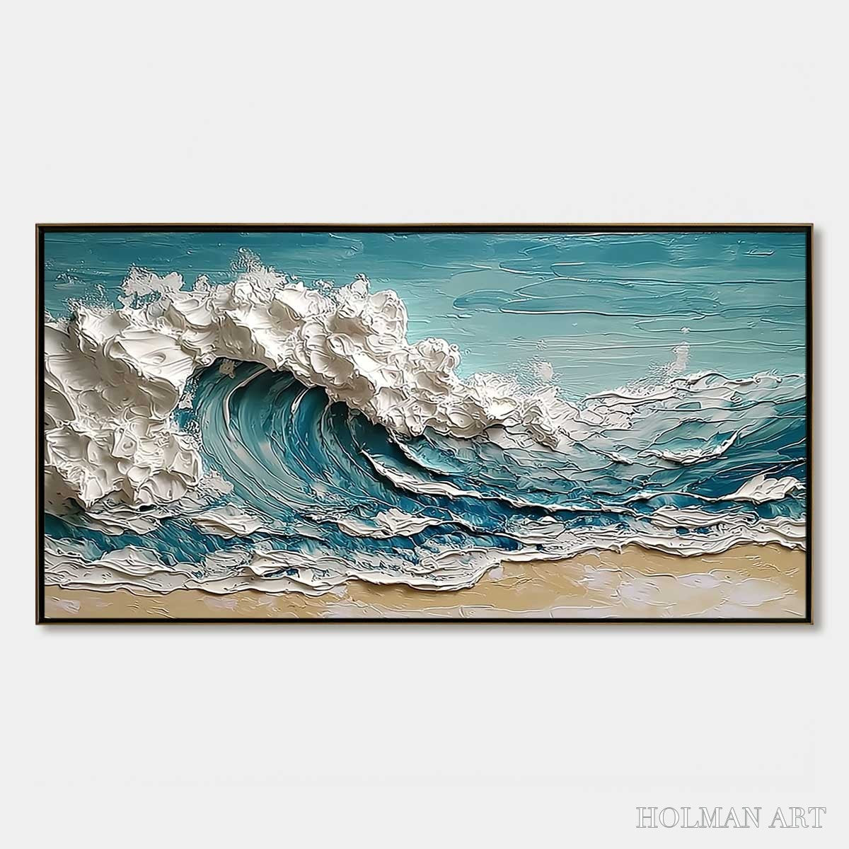 HOLMAN ART Ocean'S Embrace – Textured Impasto Ocean Wave Painting on Canvas - image 1