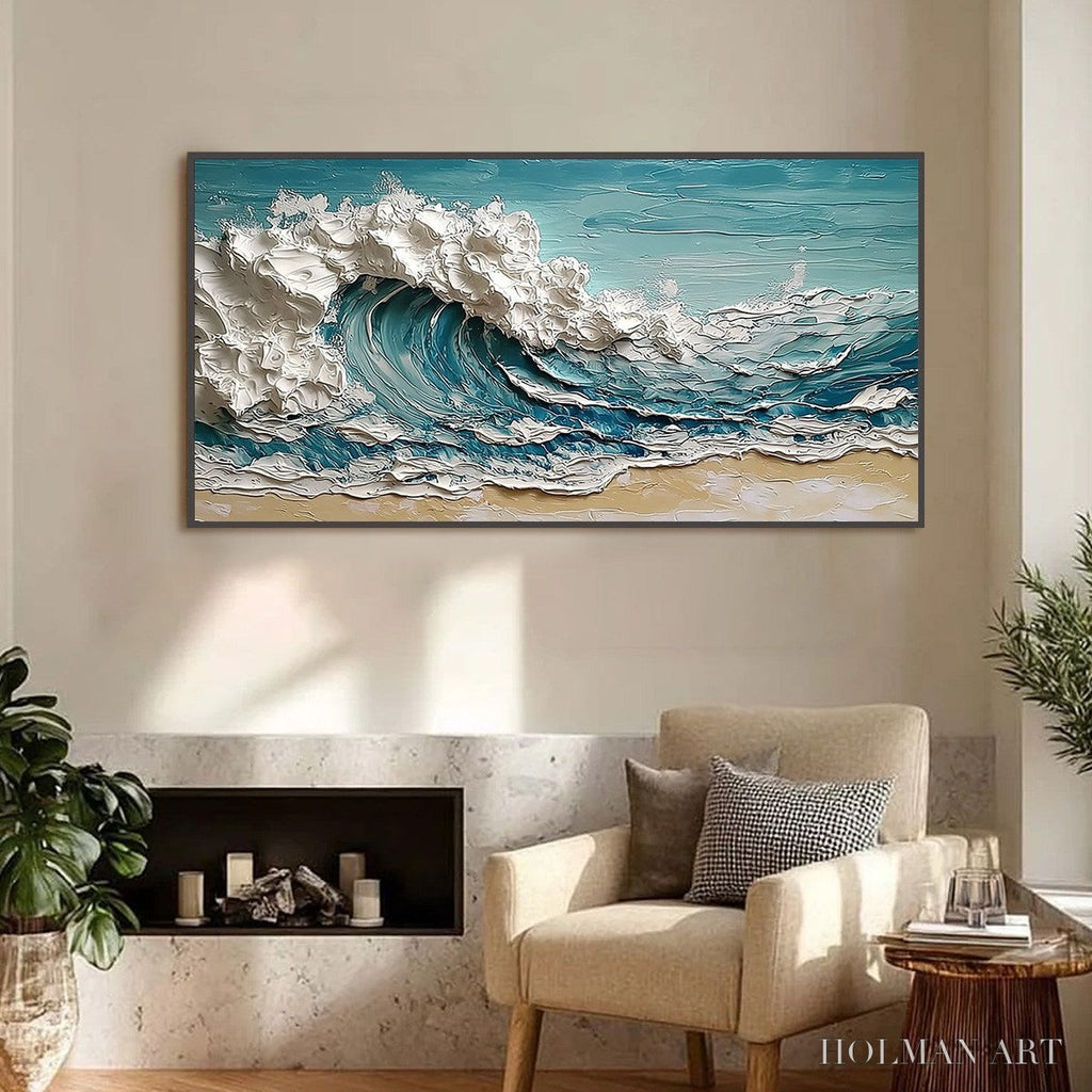HOLMAN ART Ocean'S Embrace – Textured Impasto Ocean Wave Painting on Canvas - image 2