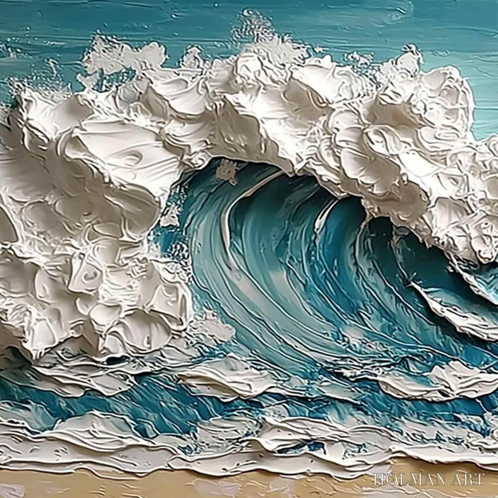 HOLMAN ART Ocean'S Embrace – Textured Impasto Ocean Wave Painting on Canvas - image 3