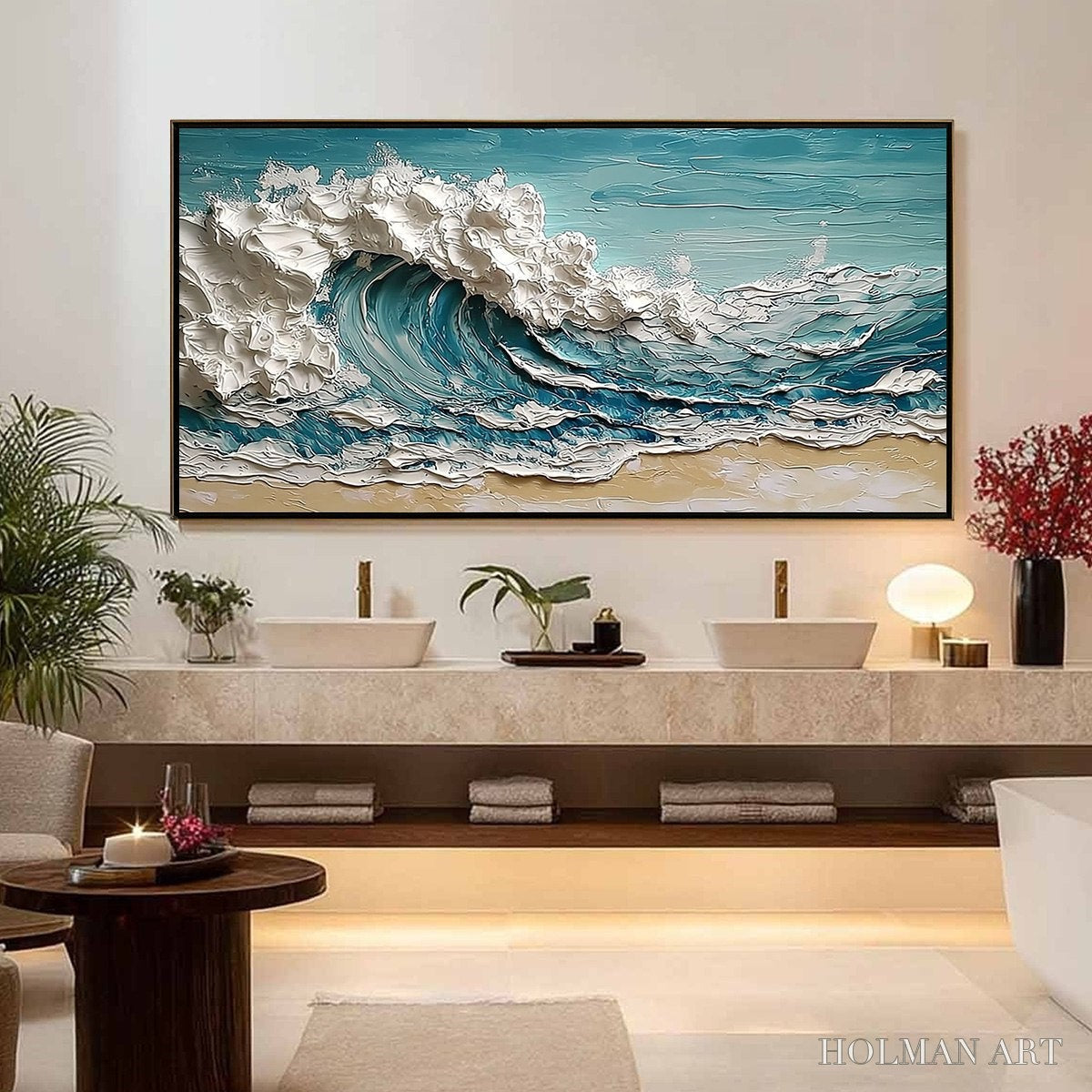 HOLMAN ART Ocean'S Embrace – Textured Impasto Ocean Wave Painting on Canvas - image 4
