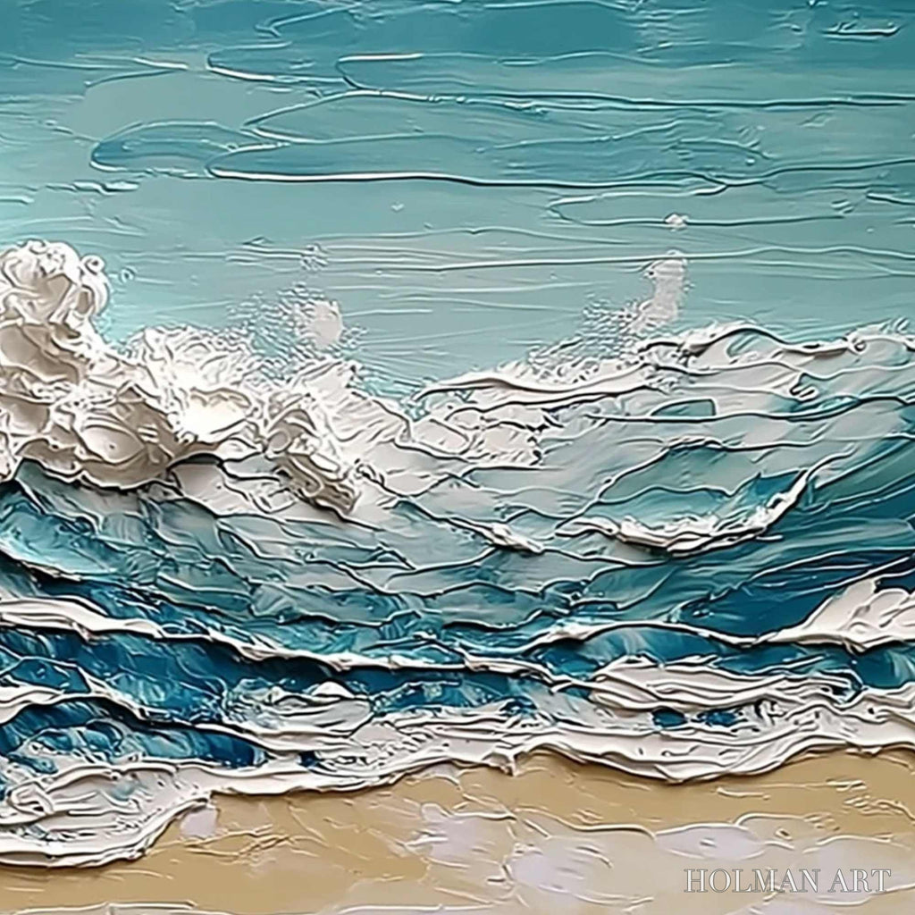 HOLMAN ART Ocean'S Embrace – Textured Impasto Ocean Wave Painting on Canvas - image 5