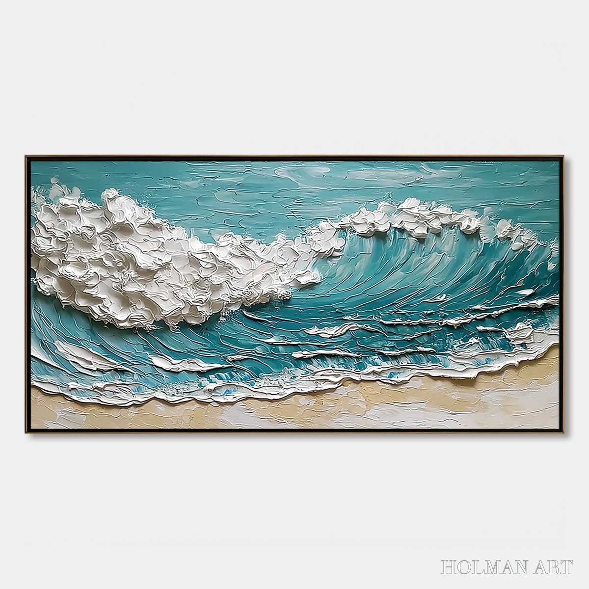 HOLMAN ART Ocean'S Embrace – Textured Impasto Ocean Wave Painting for Coastal Decor - image 1