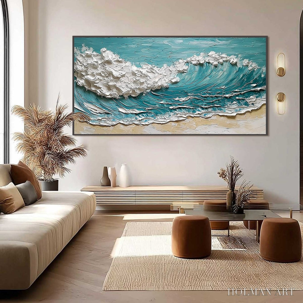 HOLMAN ART Ocean'S Embrace – Textured Impasto Ocean Wave Painting for Coastal Decor - image 6