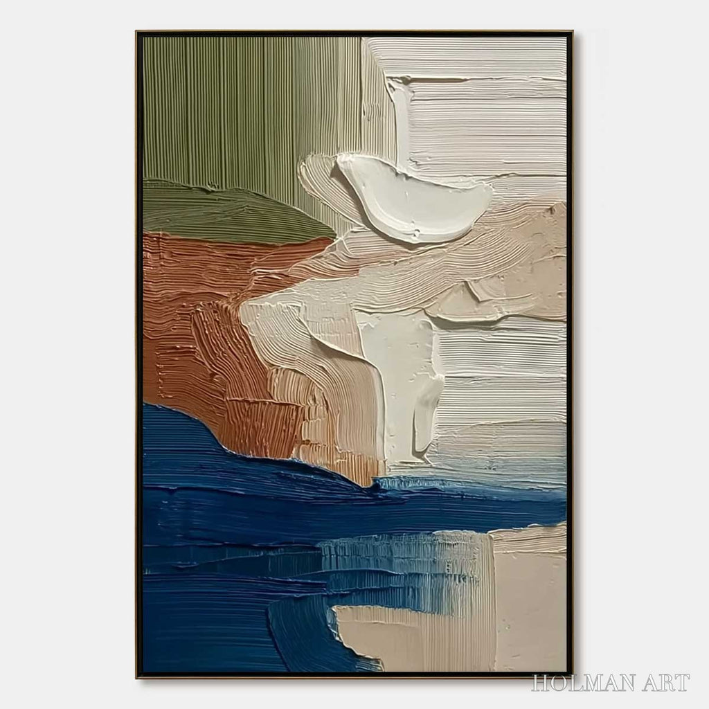 HOLMAN ART Coastal Strata – Textured Wabi Sabi Abstract Seascape Painting - image 1