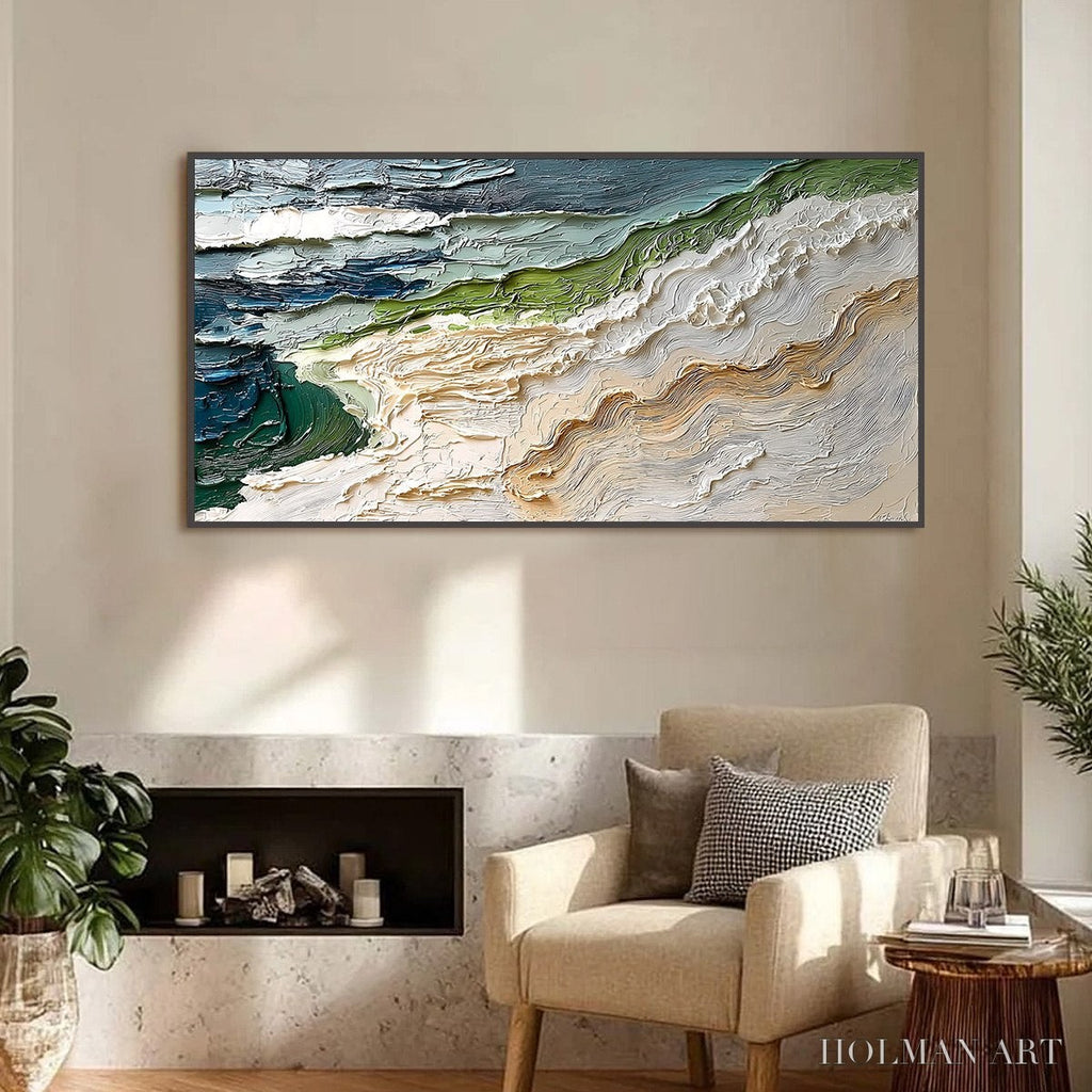 HOLMAN ART Shoreline Echoes – Textured Wabi Sabi Seascape Painting - image 2