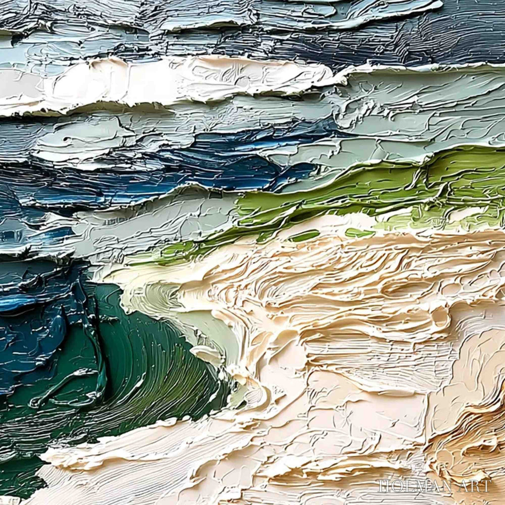 HOLMAN ART Shoreline Echoes – Textured Wabi Sabi Seascape Painting - image 3