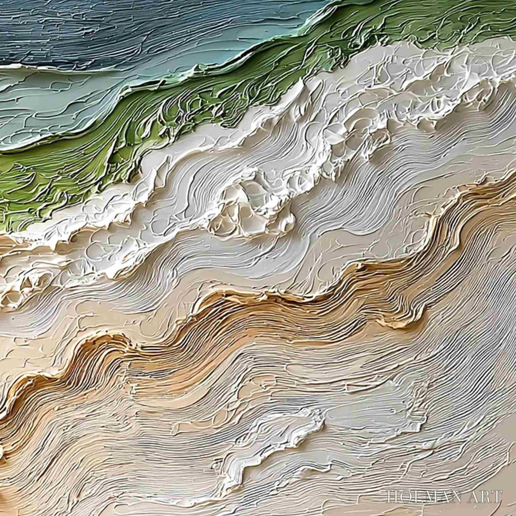 HOLMAN ART Shoreline Echoes – Textured Wabi Sabi Seascape Painting - image 5