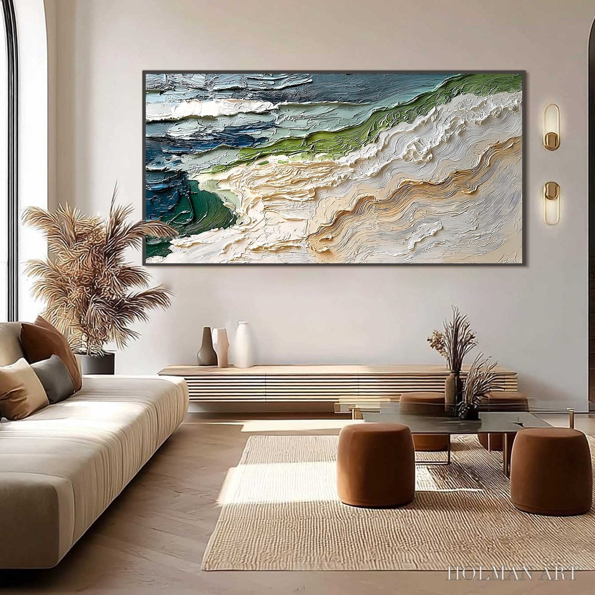 HOLMAN ART Shoreline Echoes – Textured Wabi Sabi Seascape Painting - image 6