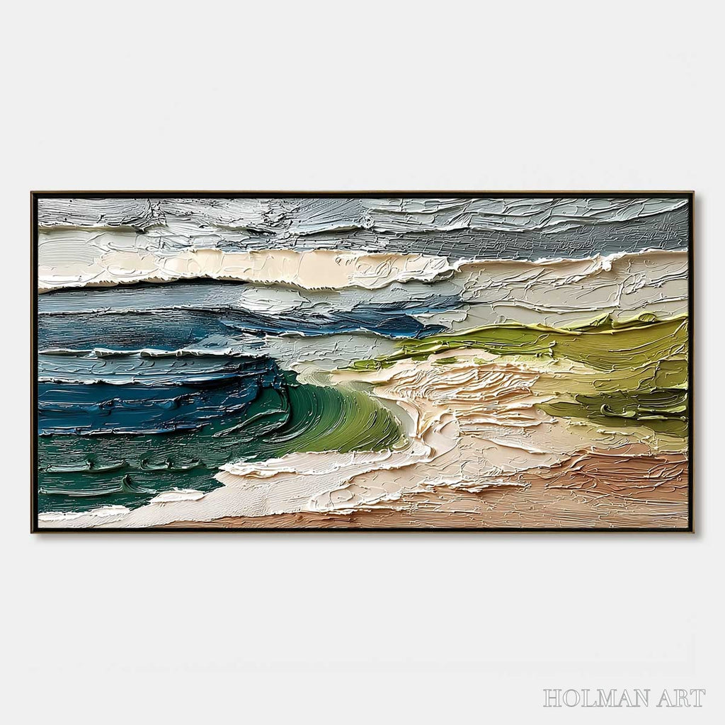 HOLMAN ART Coastal Embrace – Textured Wabi Sabi Seascape Impasto Painting - image 1