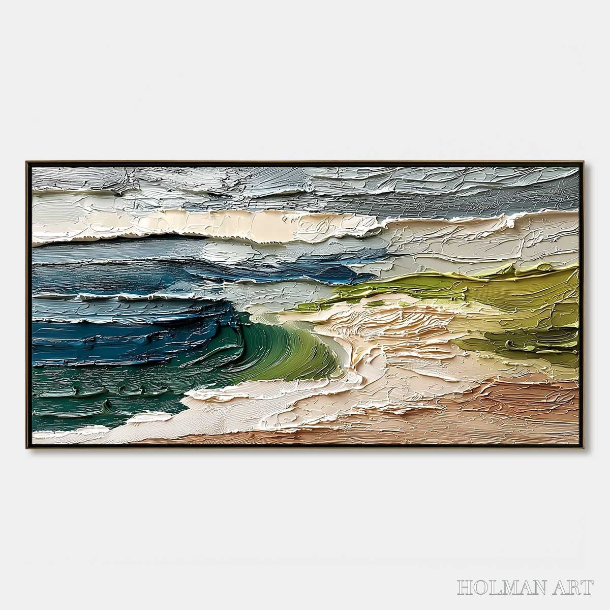 HOLMAN ART Coastal Embrace – Textured Wabi Sabi Seascape Impasto Painting - image 1