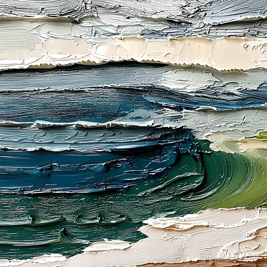 HOLMAN ART Coastal Embrace – Textured Wabi Sabi Seascape Impasto Painting - image 3