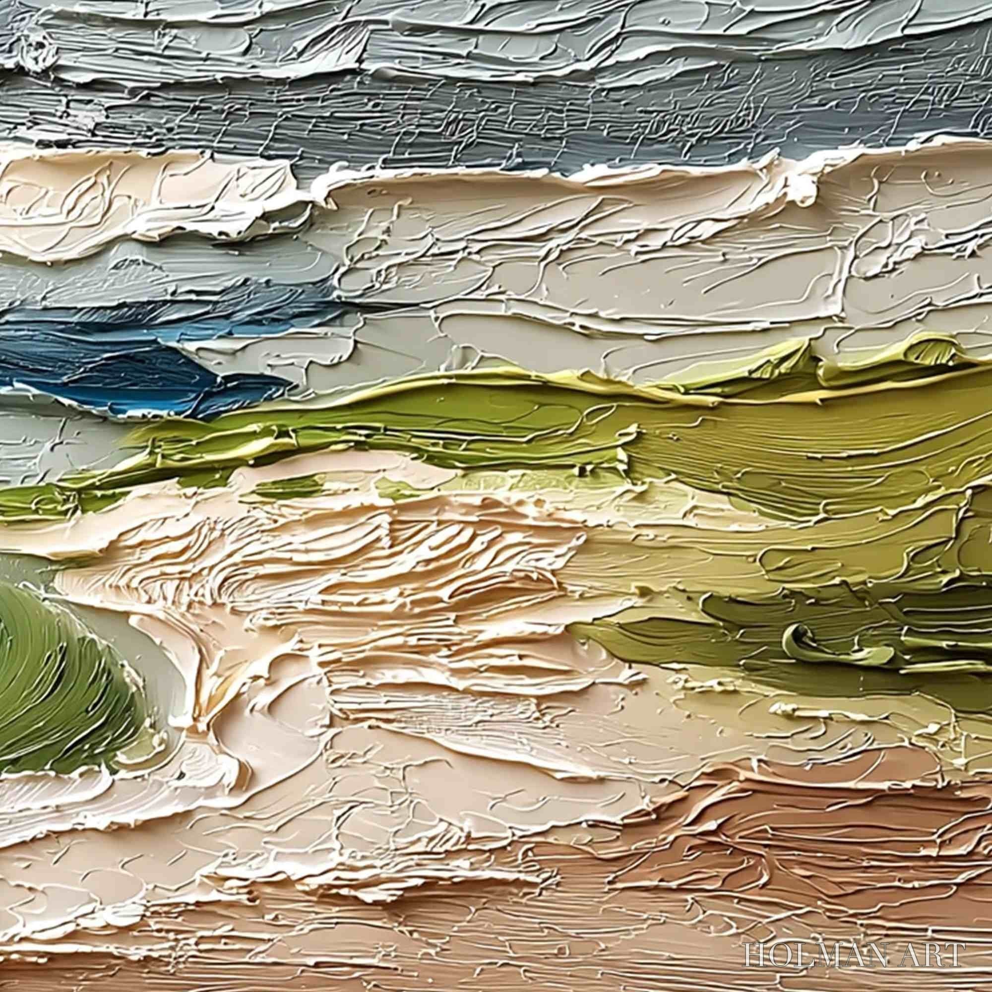 HOLMAN ART Coastal Embrace – Textured Wabi Sabi Seascape Impasto Painting - image 5
