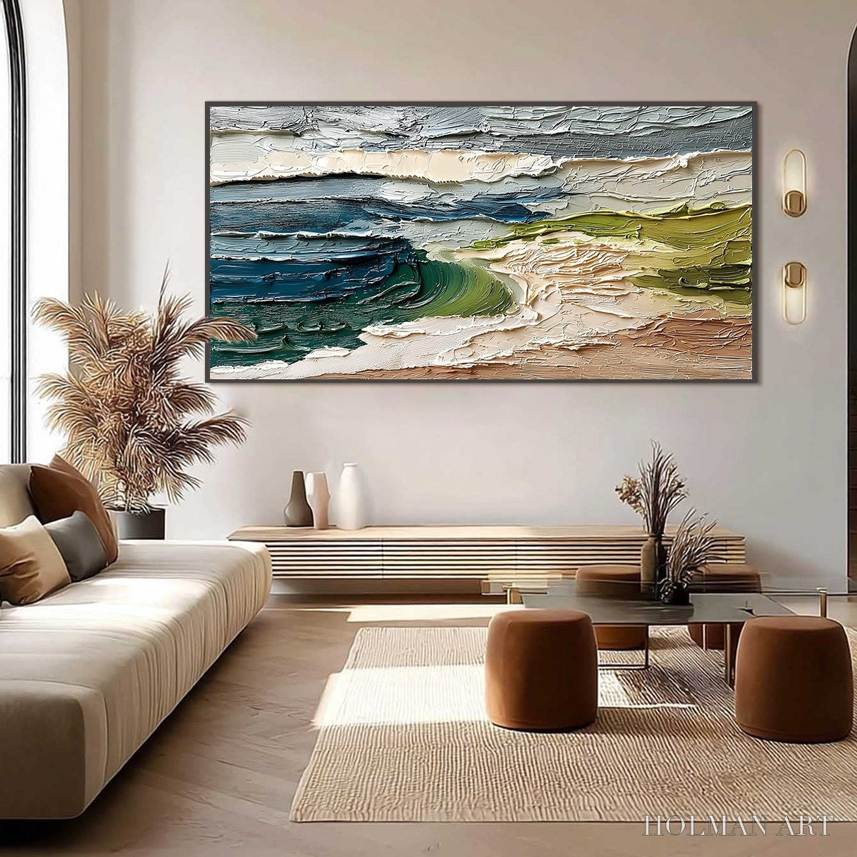 HOLMAN ART Coastal Embrace – Textured Wabi Sabi Seascape Impasto Painting - image 6