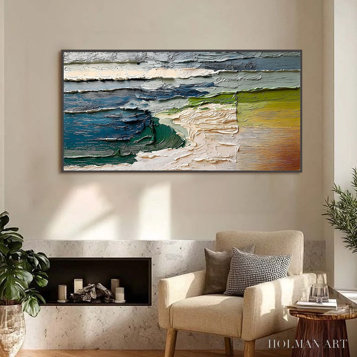 HOLMAN ART Terra'S Edge – Textured Wabi Sabi Coastal Abstract Painting - image 2