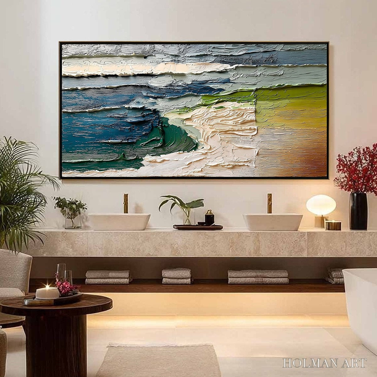 HOLMAN ART Terra'S Edge – Textured Wabi Sabi Coastal Abstract Painting - image 6