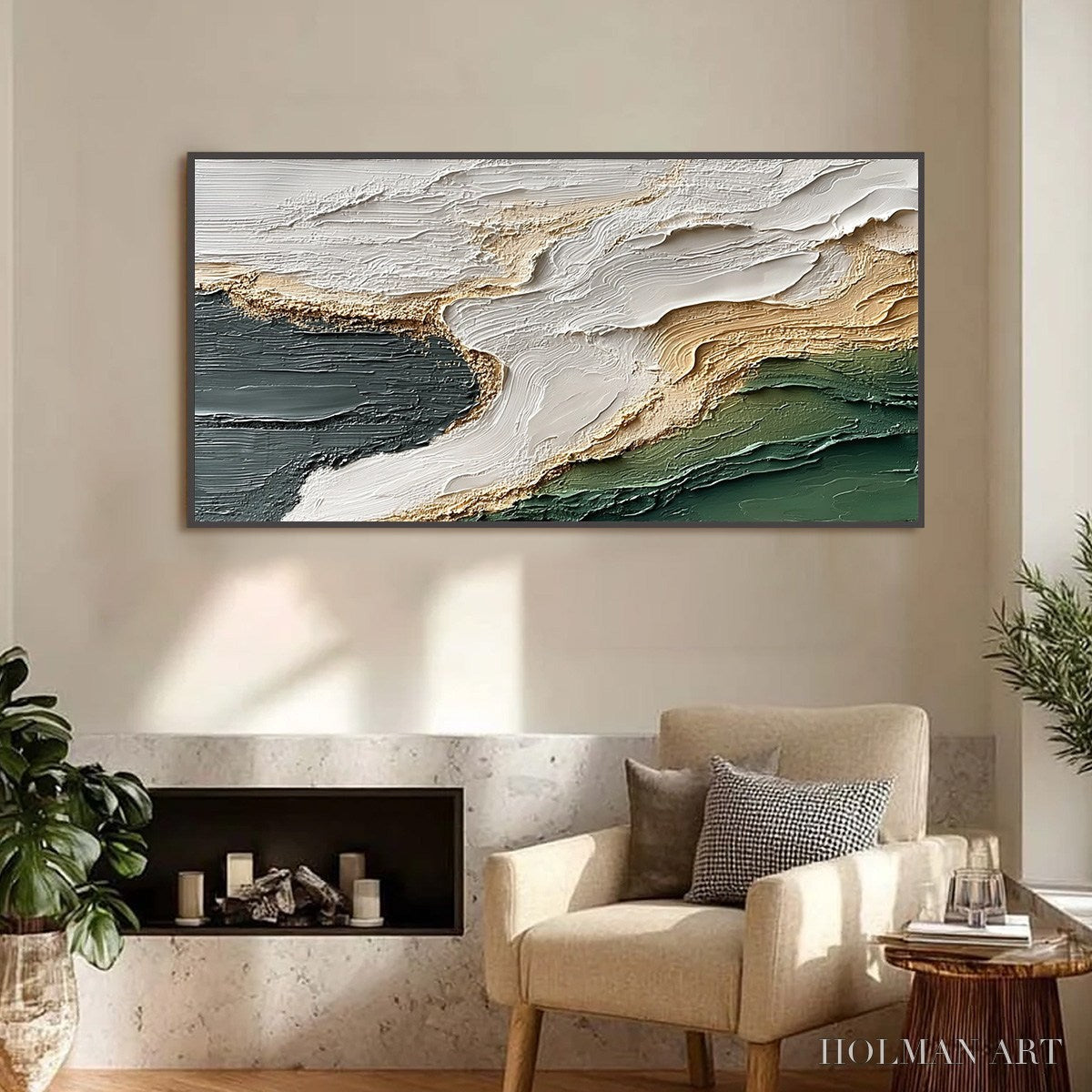 HOLMAN ART Earthen Tide – Large Textured Wabi Sabi Abstract Landscape Painting - image 2