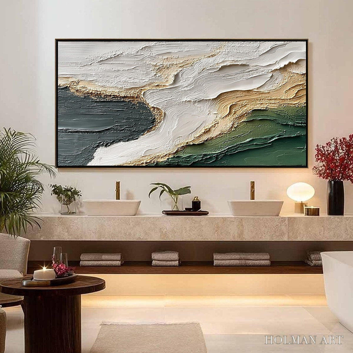 HOLMAN ART Earthen Tide – Large Textured Wabi Sabi Abstract Landscape Painting - image 4