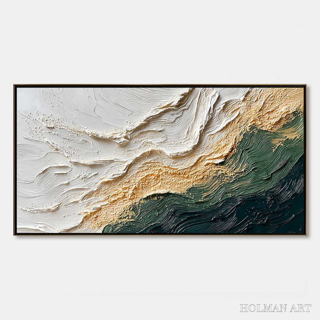 HOLMAN ART Emerald Shoreline – Large Textured Abstract Wabi Sabi - image 1