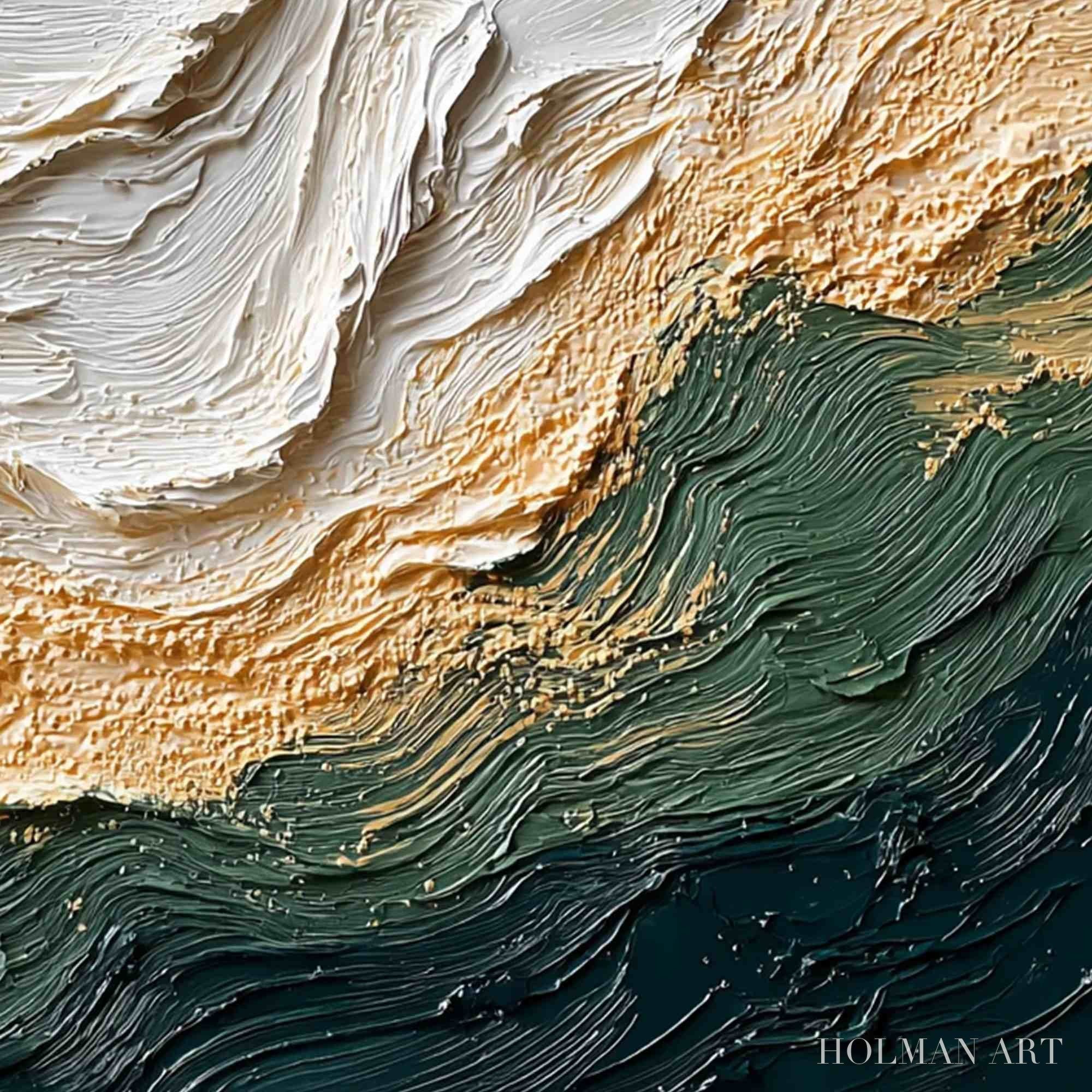 HOLMAN ART Emerald Shoreline – Large Textured Abstract Wabi Sabi - image 5