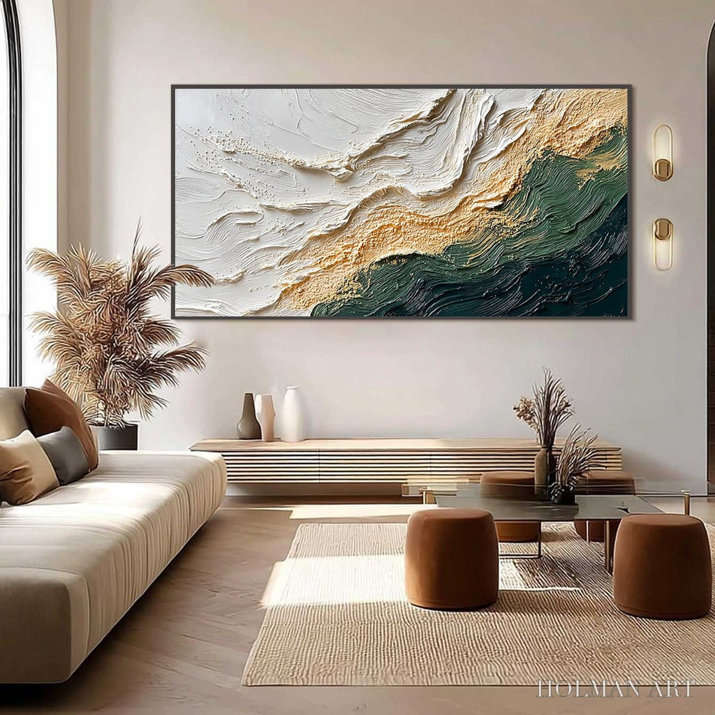 HOLMAN ART Emerald Shoreline – Large Textured Abstract Wabi Sabi - image 6