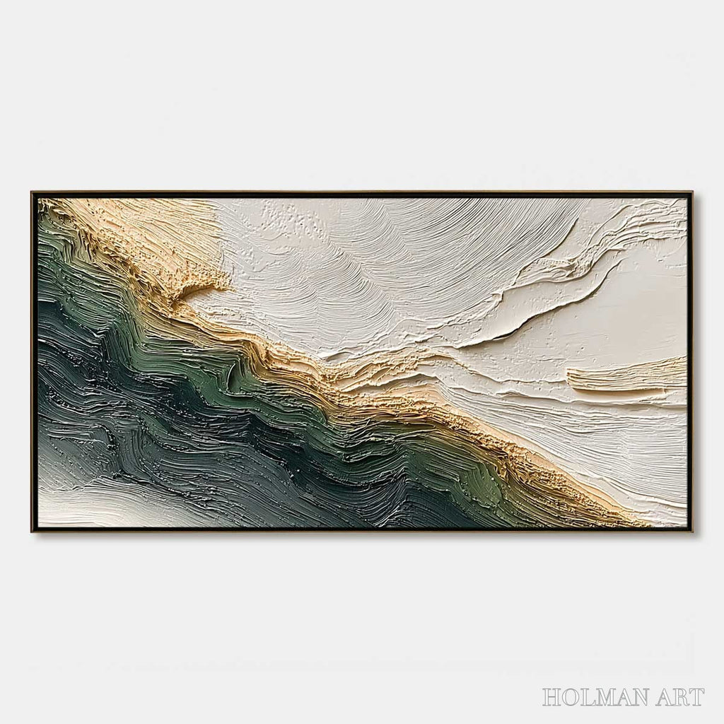 HOLMAN ART Verdant Coast – Wabi Sabi Style Textured Abstract Landscape Painting - image 1