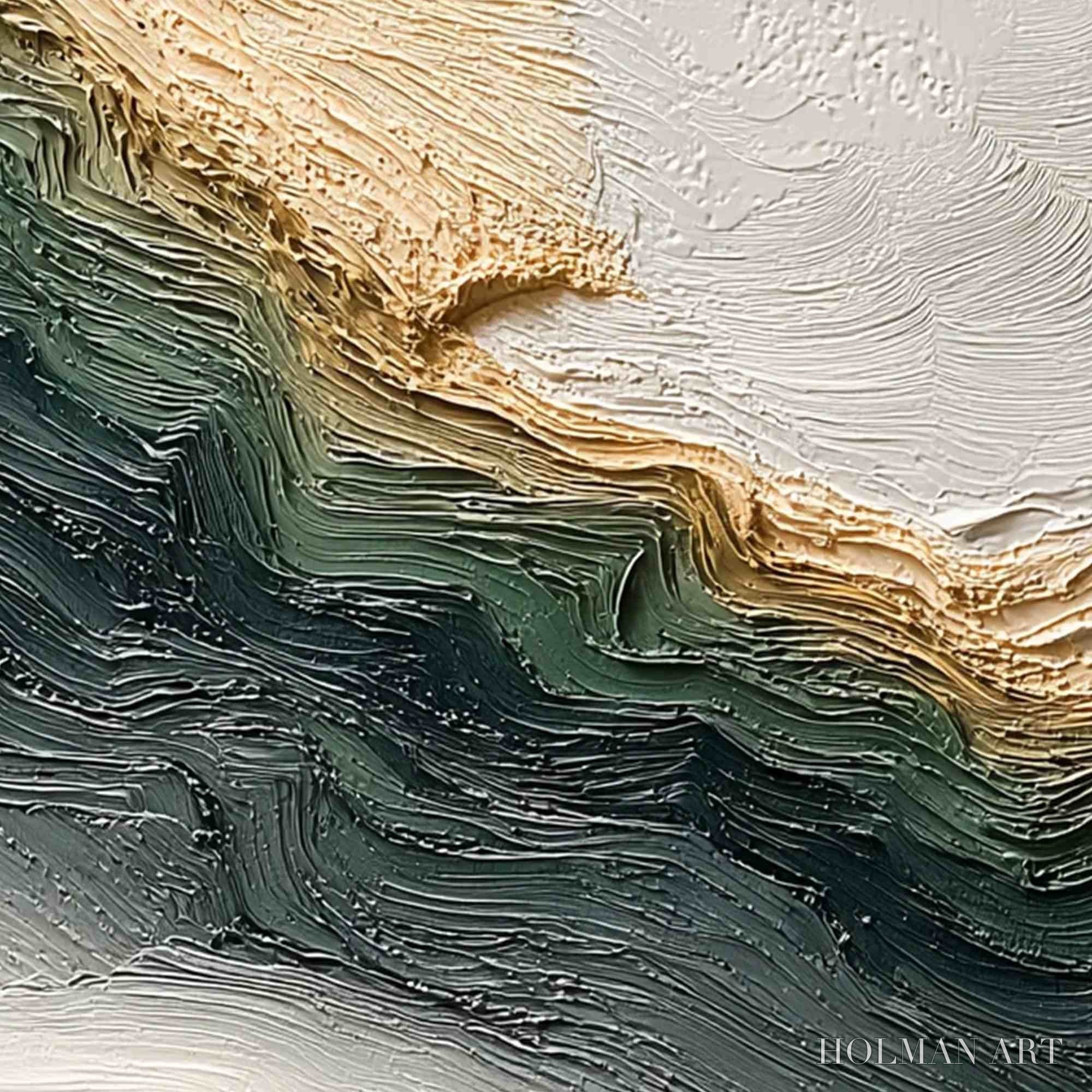 HOLMAN ART Verdant Coast – Wabi Sabi Style Textured Abstract Landscape Painting - image 3