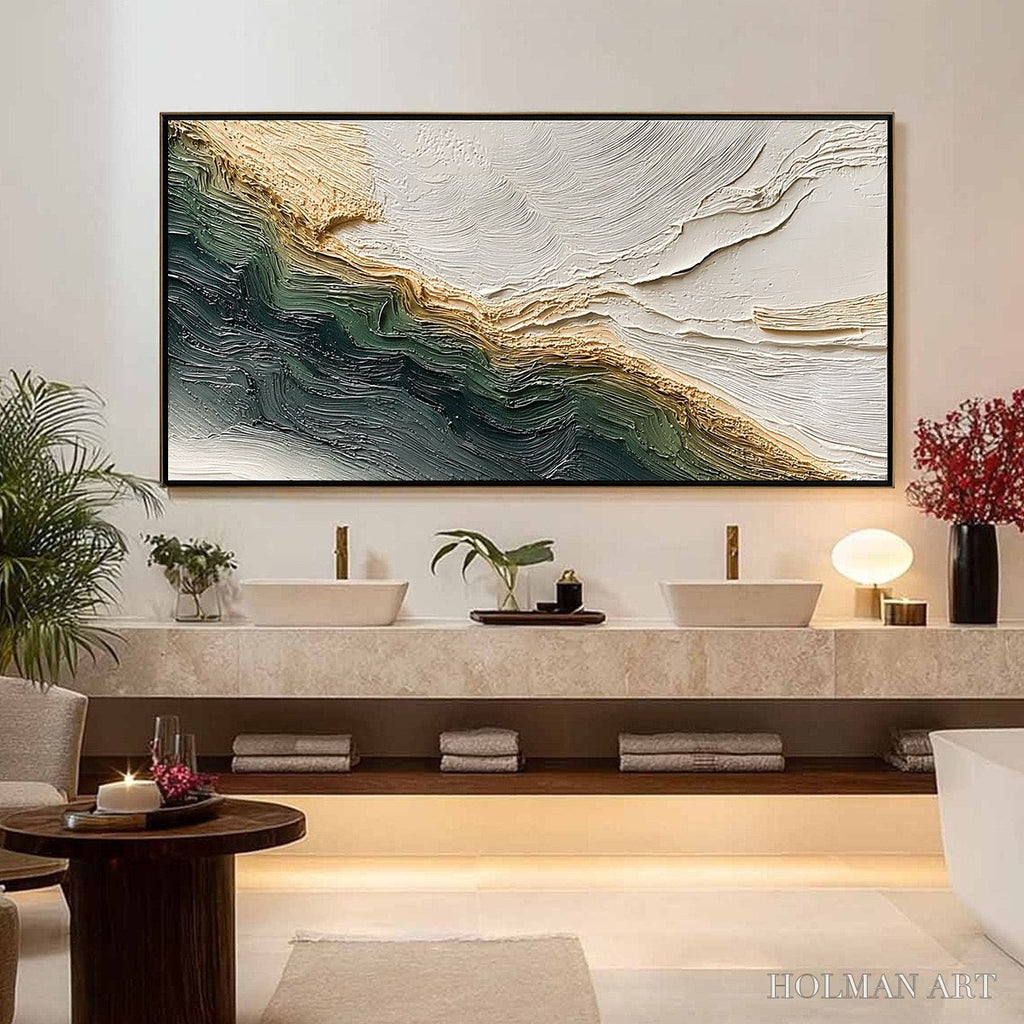 HOLMAN ART Verdant Coast – Wabi Sabi Style Textured Abstract Landscape Painting - image 4