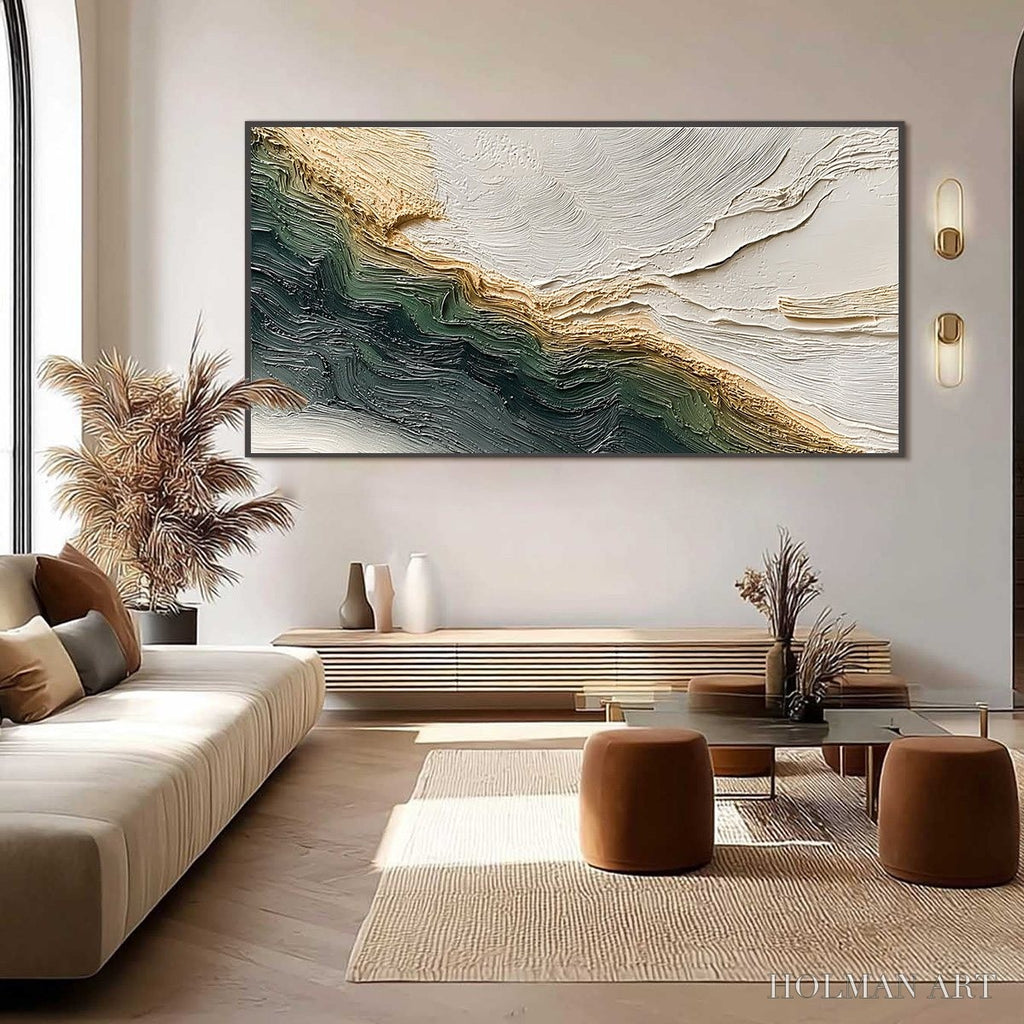 HOLMAN ART Verdant Coast – Wabi Sabi Style Textured Abstract Landscape Painting - image 6