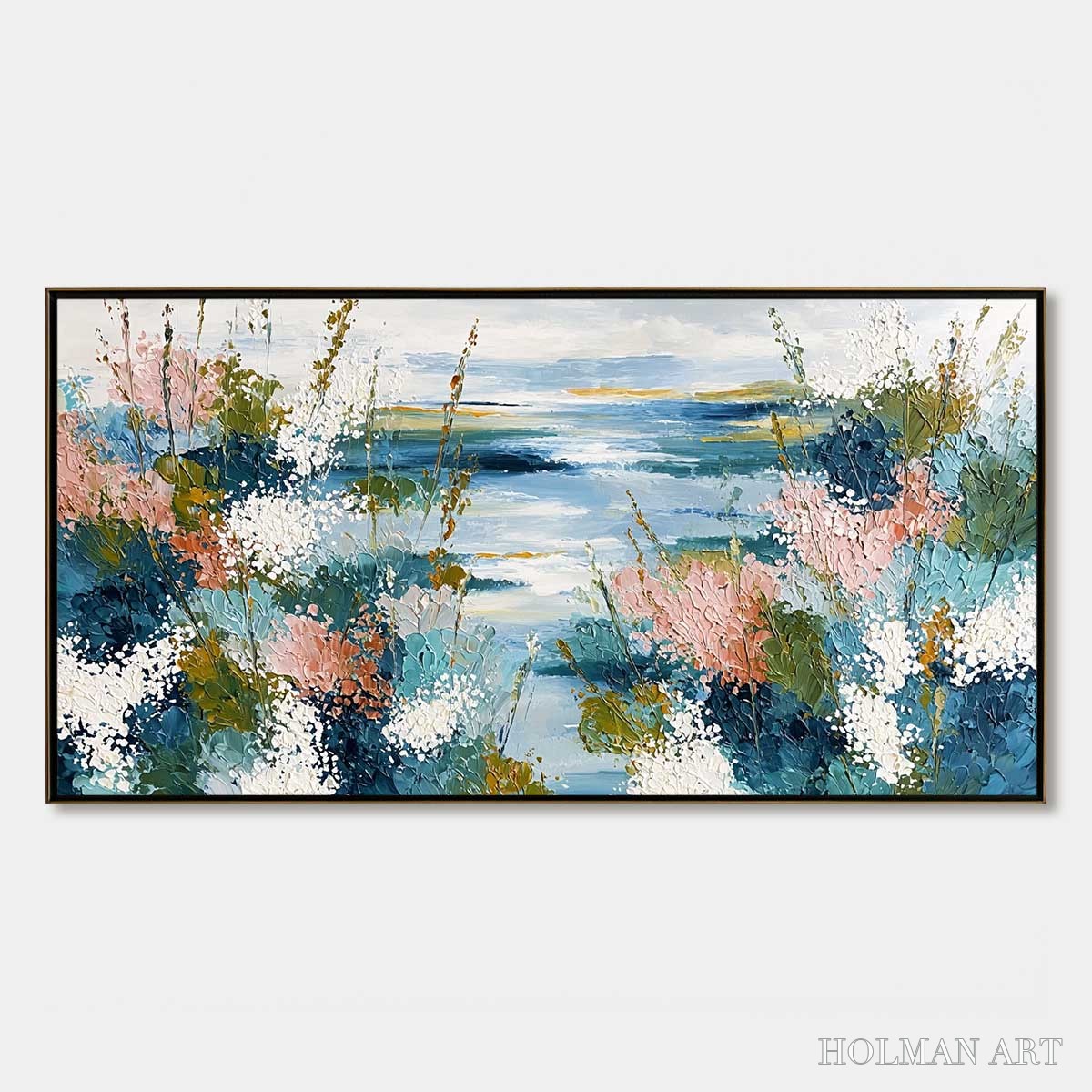 HOLMAN ART Coastal Bloom – Textured Impasto Painting of a Floral Coastline - image 1