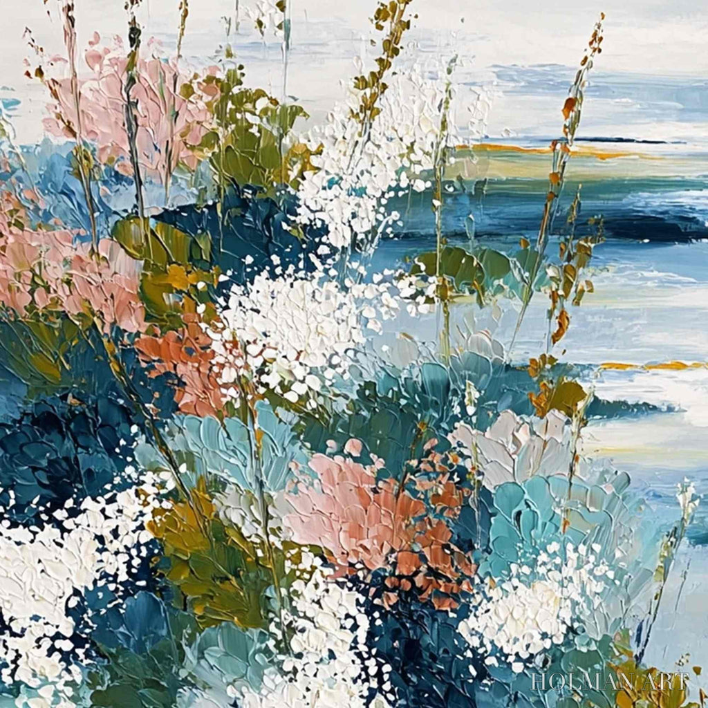 HOLMAN ART Coastal Bloom – Textured Impasto Painting of a Floral Coastline - image 3