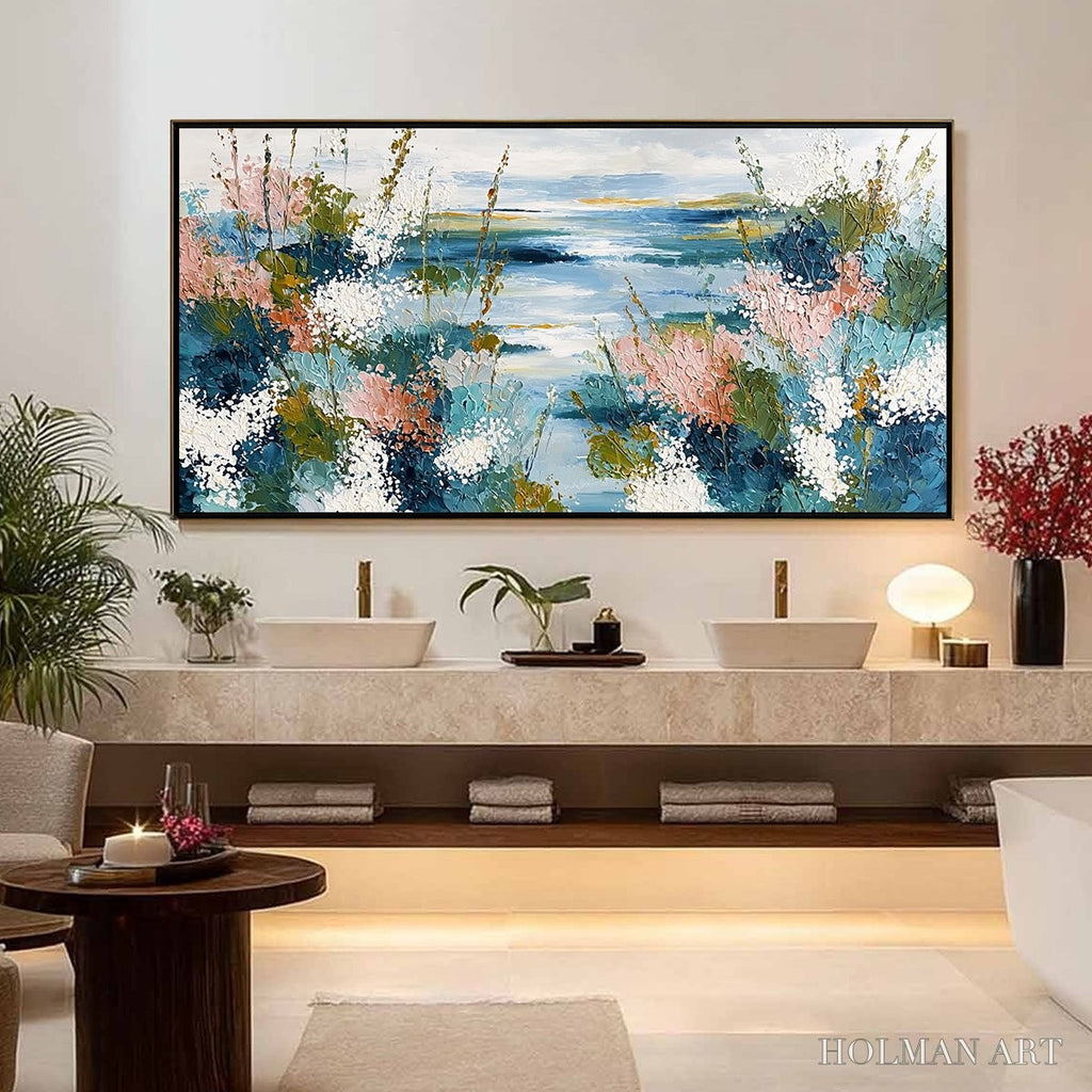 HOLMAN ART Coastal Bloom – Textured Impasto Painting of a Floral Coastline - image 4